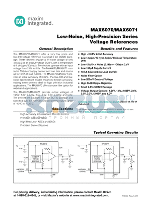 MAX6070 datasheet - Low-Noise, High-Precision Series Voltage References