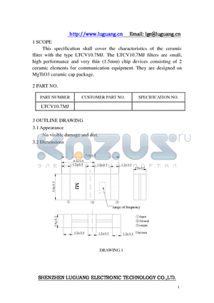 LTCV10.7MJ datasheet - ceramic filter