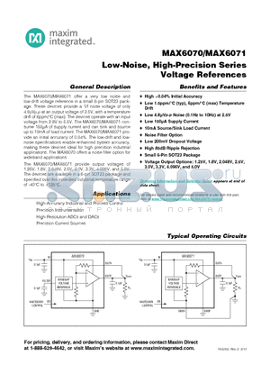 MAX6071AAUT25 datasheet - Low-Noise, High-Precision Series Voltage References