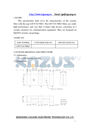 LTCV10.7MS3 datasheet - ceramic filter