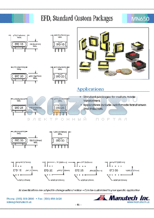 MN650 datasheet - EFD, Standard Custom Packages