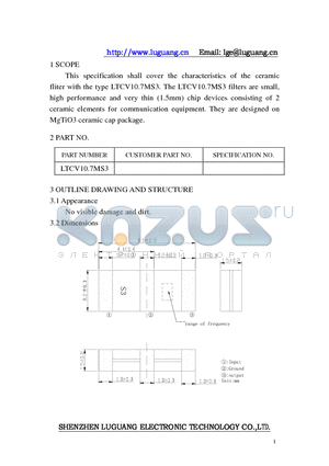 LTCV107MS3 datasheet - ceramic filter