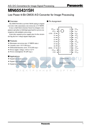 MN655431SH datasheet - Low Power 8-Bit CMOS A/D Converter for Image Processing