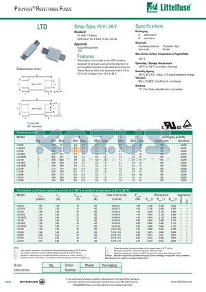 LTD100S datasheet - POLYFUSE^ RESETTABLE FUSES