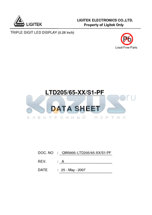 LTD205/65-XX/S1-PF datasheet - TRIPLE DIGIT LED DISPLAY