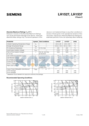 LH1085 datasheet - 1 Form C