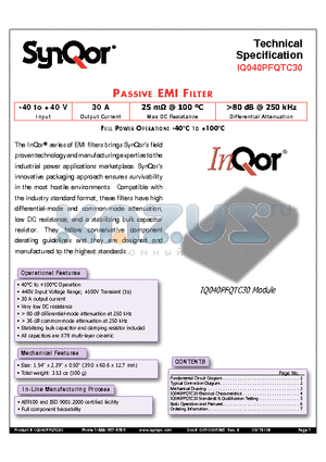 IQ040PFQTC30 datasheet - Passive EMI Filter