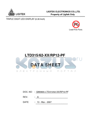 LTD315-62-XX-RP12-PF datasheet - TRIPLE DIGIT LED DISPLAY