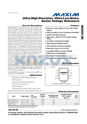 MAX6126A21 datasheet - Ultra-High-Precision, Ultra-Low-Noise, Series Voltage Reference