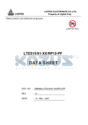 LTD315-61-XX-RP12-PF datasheet - TRIPLE DIGIT LED DISPLAY