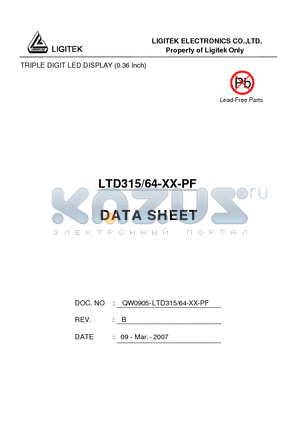 LTD315-64-XX-PF datasheet - TRIPLE DIGIT LED DISPLAY