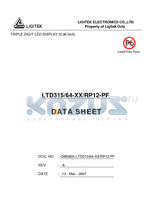 LTD315-64-XX-RP12-PF datasheet - TRIPLE DIGIT LED DISPLAY