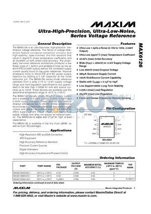 MAX6126AAUA41 datasheet - Ultra-High-Precision, Ultra-Low-Noise, Series Voltage Reference