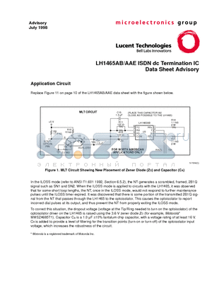 LH1465AAE datasheet - LH1465AB/AAE ISDN dc Termination IC Data Sheet Advisory