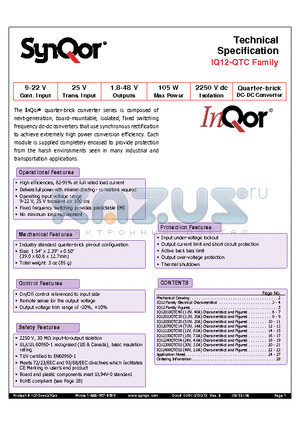 IQ12050QTC20NRS datasheet - Quarter-brick DC-DC Converter