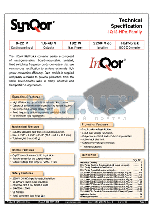 IQ12150HPC12NRS-G datasheet - Half-brick DC-DC Converter