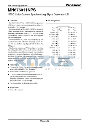 MN676011NPS datasheet - NTSC Color Camera Synchronizing Signal Generator LSI