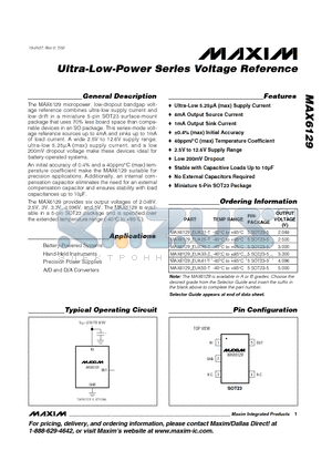 MAX6129_EUK21-T datasheet - Ultra-Low-Power Series Voltage Reference