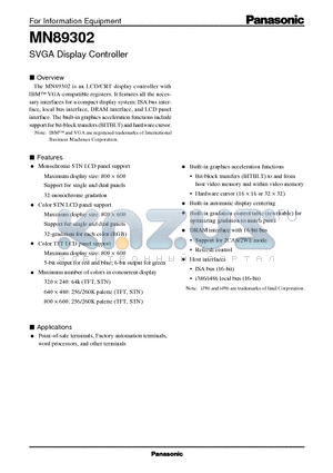 MN89302 datasheet - SVGA Display Controller