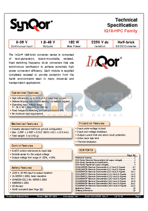 IQ18400HPC4FNRS-G datasheet - Half-brick DC-DC Converter