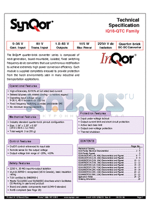 IQ18150QTC07NRS datasheet - Quarter-brick DC-DC Converter
