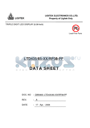 LTD435-65-XX-RP38-PF datasheet - TRIPLE DIGIT LED DISPLAY (0.39 Inch)