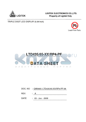 LTD435-65-XX-RP4-PF datasheet - TRIPLE DIGIT LED DISPLAY (0.39 Inch)