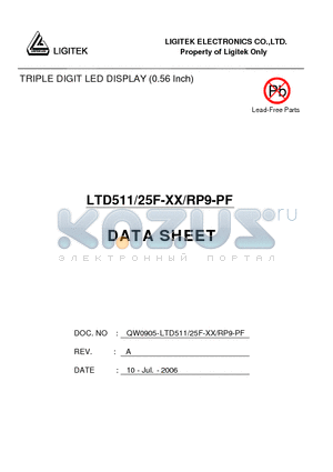 LTD511-25F-XX-RP9-PF datasheet - TRIPLE DIGIT LED DISPLAY (0.56 Inch)