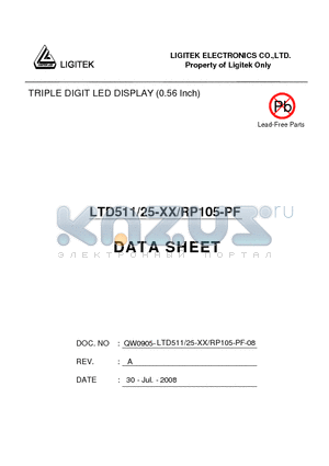 LTD511/25-XX/RP105-PF datasheet - TRIPLE DIGIT LED DISPLAY (0.56 Inch)