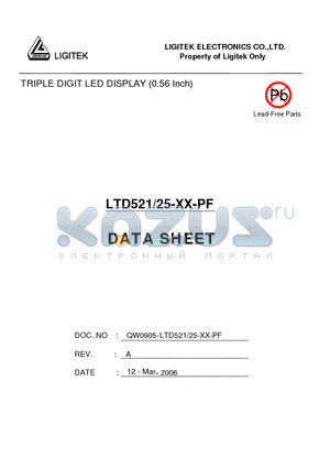 LTD521-25-XX-PF datasheet - TRIPLE DIGIT LED DISPLAY (0.56 Inch)