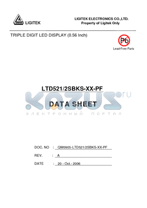 LTD521-2SBKS-XX-PF datasheet - TRIPLE DIGIT LED DISPLAY (0.56 Inch)