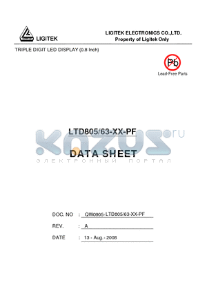LTD805/63-XX-PF datasheet - TRIPLE DIGIT LED DISPLAY (0.8 Inch)