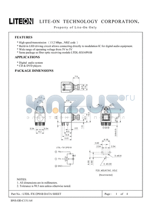 LTDL-TX12P01B datasheet - Property of LITE-ON Only