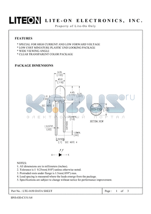 LTE-1650 datasheet - Property of Lite-On Only