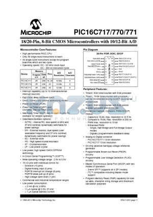 PIC16C771 datasheet - 18/20-Pin, 8-Bit CMOS Microcontrollers with 10/12-Bit A/D