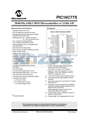 PIC16C773-04/PQ datasheet - 28/40-Pin, 8-Bit CMOS Microcontrollers w/ 12-Bit A/D