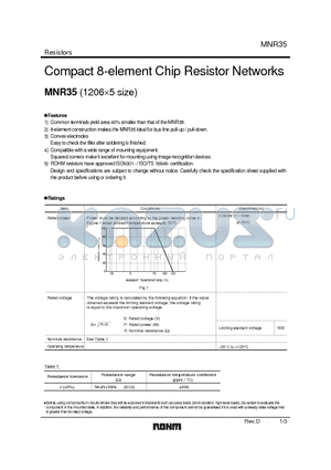 MNR35 datasheet - Compact 8-element Chip Resistor Networks