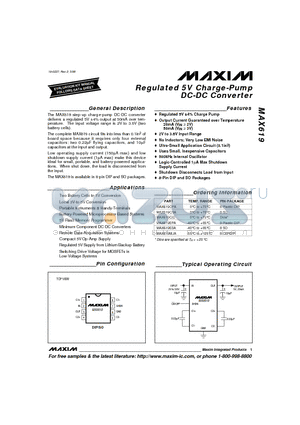 MAX619CPA datasheet - Regulated 5V Charge-Pump DC-DC Converter