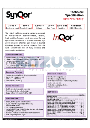 IQ48480HPC5CNRS datasheet - Half-brick DC-DC Converter