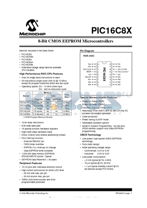 PIC16C83 datasheet - 8 BIT CMOS EEPROM MICROCONTROLLERS