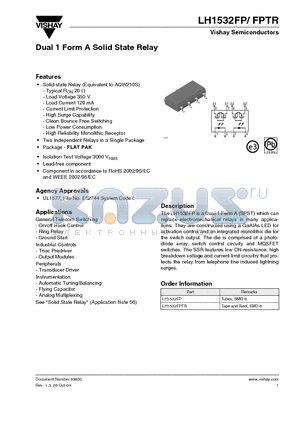 LH1532FP datasheet - Dual 1 Form A Solid State Relay