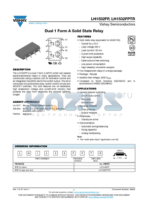 LH1532FP datasheet - Dual 1 Form A Solid State Relay