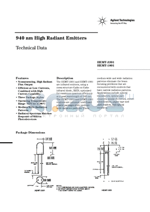 HEMT-3301 datasheet - 940 nm High Radiant Emitters