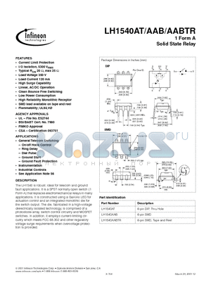 LH1540AAB datasheet - 1 Form A Solid State Relay