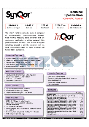IQ90033HPC53NRS datasheet - Half-brick DC-DC Converter