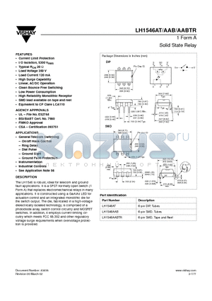 LH1546AAB datasheet - 1 Form A Solid State Relay