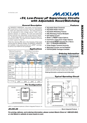 MAX6303CUA datasheet - 5V, Low-Power lP Supervisory Circuits with Adjustable Reset/Watchdog