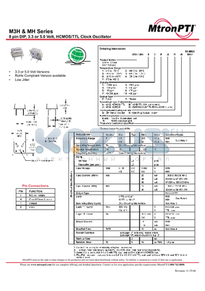 M3H12FBG-R datasheet - 8 pin DIP, 3.3 or 5.0 Volt, HCMOS/TTL Clock Oscillator