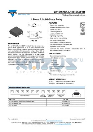 LH1546AEF datasheet - 1 Form A Solid-State Relay