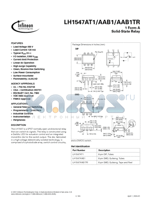 LH1547AT1 datasheet - 1 Form A Solid-State Relay